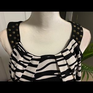 Black and white dress with metal button detail